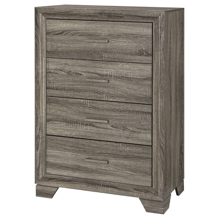 Wright 4 - drawer Chest of Drawers Brown Oak - Walo Furniture