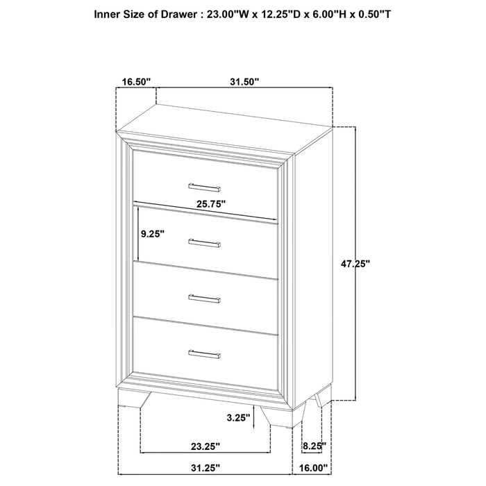 Wright 4 - drawer Chest of Drawers Brown Oak - Walo Furniture