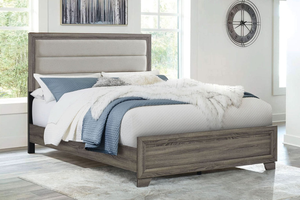 Wright 52 - inch Upholstered Queen Bed Brown Oak - Walo Furniture