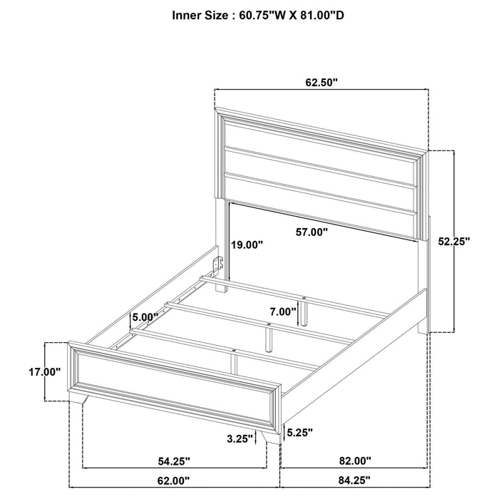 Wright 52 - inch Upholstered Queen Bed Brown Oak - Walo Furniture