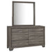 Wright 6 - drawer Dresser and Mirror Brown Oak - Walo Furniture