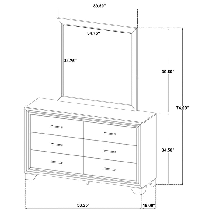 Wright 6 - drawer Dresser and Mirror Brown Oak - Walo Furniture