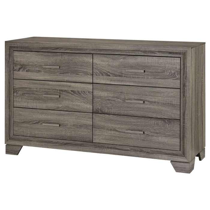 Wright 6 - drawer Dresser Cabinet Brown Oak - Walo Furniture