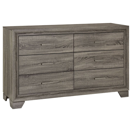 Wright 6 - drawer Dresser Cabinet Brown Oak - Walo Furniture