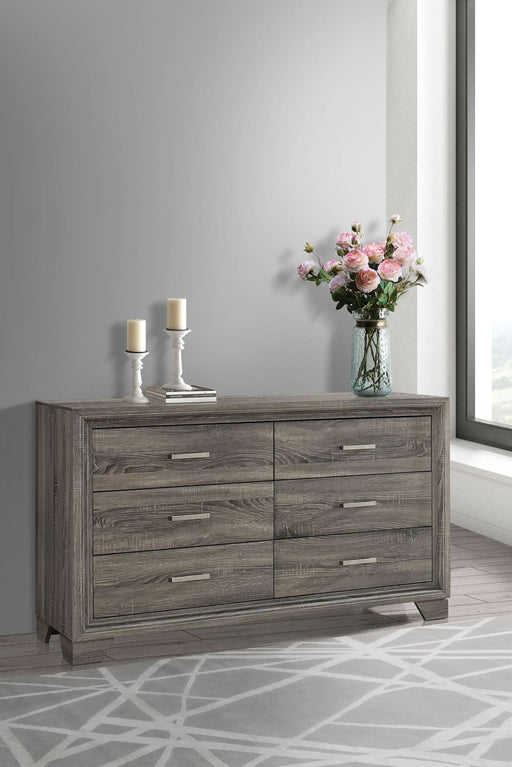 Wright 6 - drawer Dresser Cabinet Brown Oak - Walo Furniture