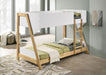 Wyatt Wood Twin Over Twin Bunk Bed White and Natural - Walo Furniture