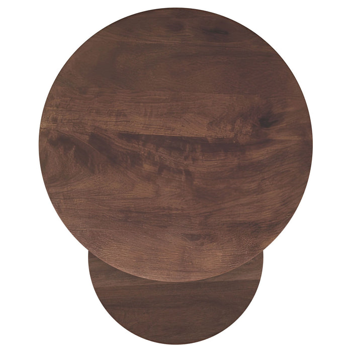 Yency 2 - piece Round Mango Wood Nesting Table Set Dark Brown - Walo Furniture