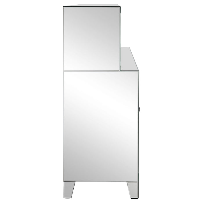 Yvaine 2 - door Mirrored Acrylic Home Bar Wine Cabinet Silver - Walo Furniture