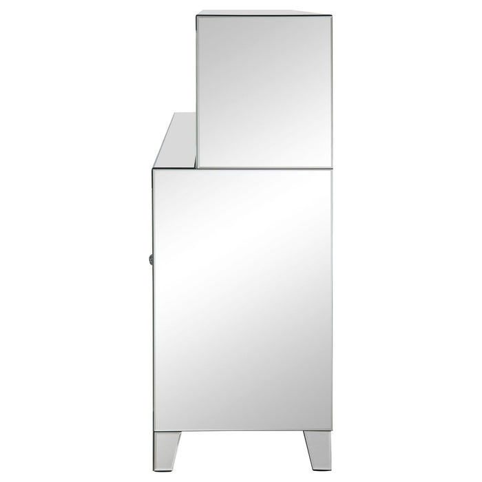 Yvaine 2 - door Mirrored Acrylic Home Bar Wine Cabinet Silver - Walo Furniture