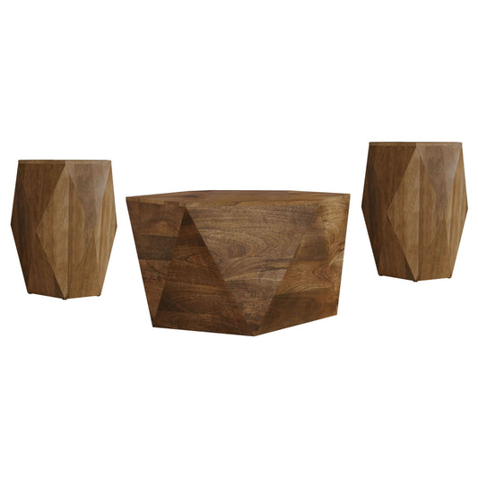 Zalika 3 - piece Solid Wood Coffee and End Table Set Natural - Walo Furniture