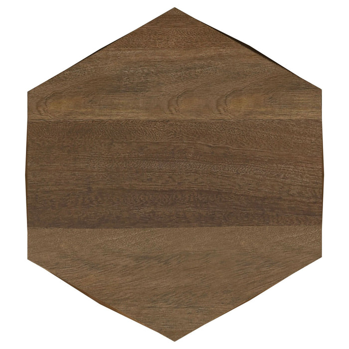 Zalika Hexagonal Solid Mango Wood End Table Natural - Walo Furniture