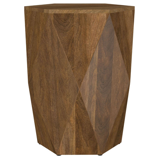 Zalika Hexagonal Solid Mango Wood End Table Natural - Walo Furniture