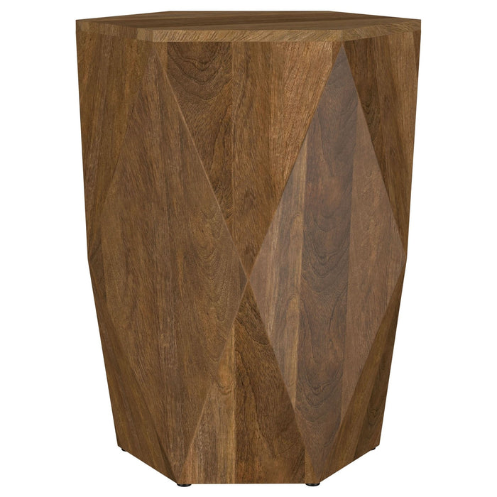 Zalika Hexagonal Solid Mango Wood End Table Natural - Walo Furniture