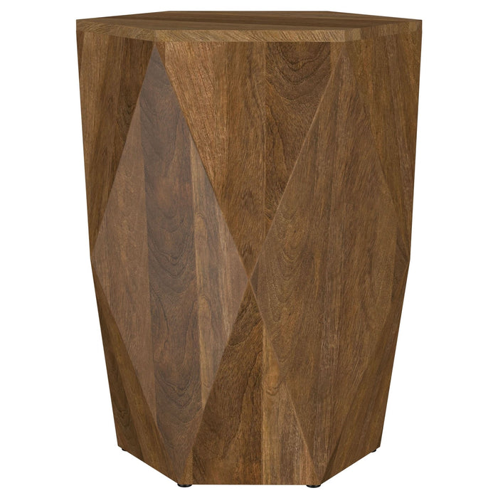 Zalika Hexagonal Solid Mango Wood End Table Natural - Walo Furniture