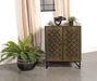 Zaria 2 - door Wood Trellis Accent Storage Cabinet Brown - Walo Furniture