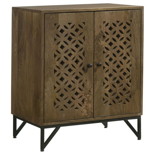 Zaria 2 - door Wood Trellis Accent Storage Cabinet Brown - Walo Furniture