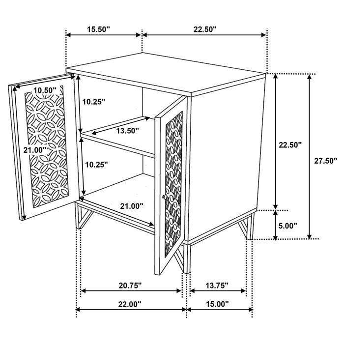 Zaria 2 - door Wood Trellis Accent Storage Cabinet Brown - Walo Furniture