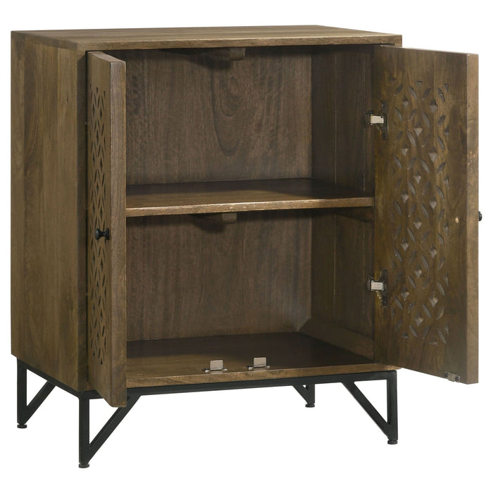 Zaria 2 - door Wood Trellis Accent Storage Cabinet Brown - Walo Furniture