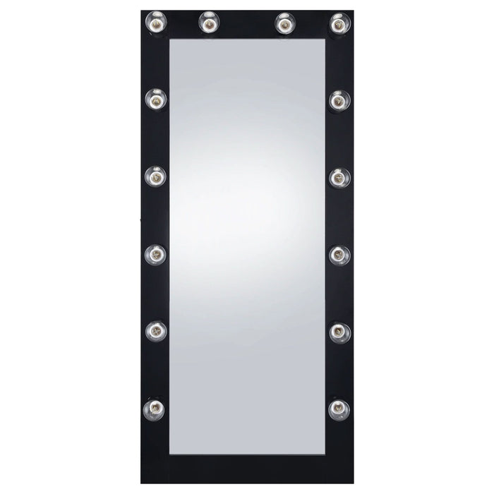 Zayan 32 x 71 Inch Floor Mirror LED Lighting Black Gloss - Walo Furniture