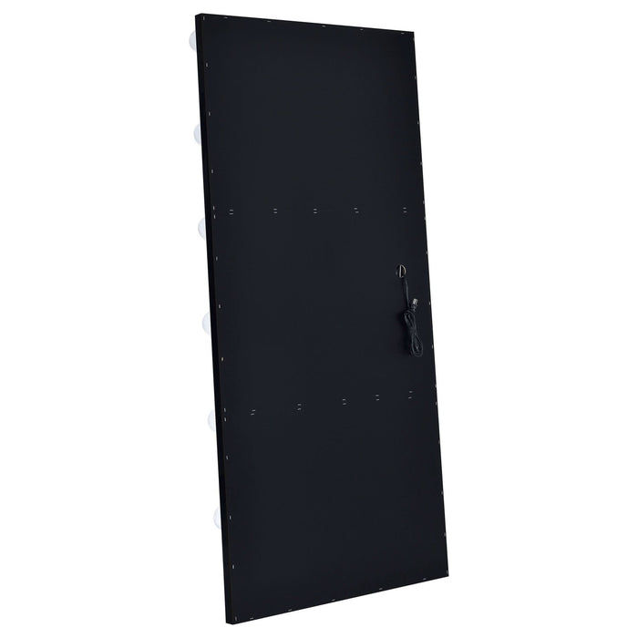 Zayan 32 x 71 Inch Floor Mirror LED Lighting Black Gloss - Walo Furniture