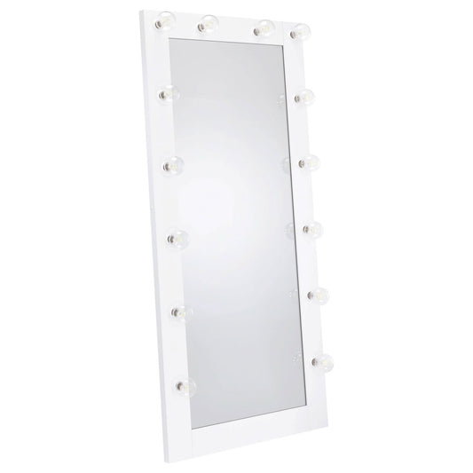 Zayan 32 x 71 Inch Floor Mirror LED Lighting White Gloss - Walo Furniture