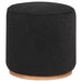 Zena Faux Sheepskin Upholstered Round Ottoman Black - Walo Furniture