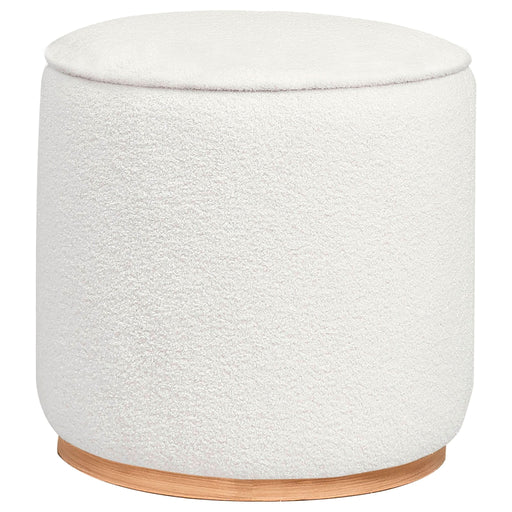 Zena Faux Sheepskin Upholstered Round Ottoman Ivory - Walo Furniture