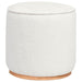 Zena Faux Sheepskin Upholstered Round Ottoman Ivory - Walo Furniture