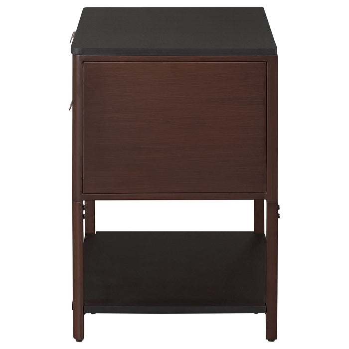 Zimmerlee 2 - drawer Side Table with Shelf Rust Brown - Walo Furniture