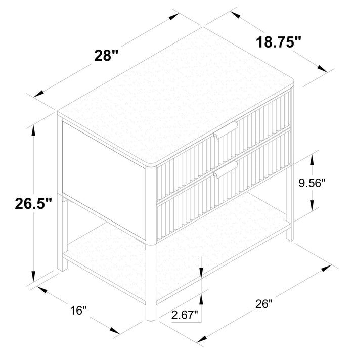 Zimmerlee 2 - drawer Side Table with Shelf Rust Brown - Walo Furniture