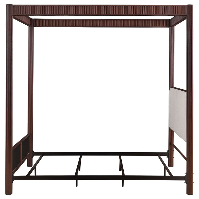 Zimmerlee 89 - inch Metal Eastern King Canopy Bed Rust Brown - Walo Furniture