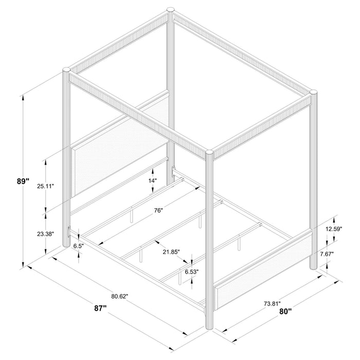 Zimmerlee 89 - inch Metal Eastern King Canopy Bed Rust Brown - Walo Furniture