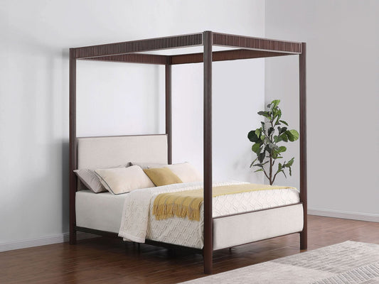 Zimmerlee 89 - inch Metal Eastern King Canopy Bed Rust Brown - Walo Furniture