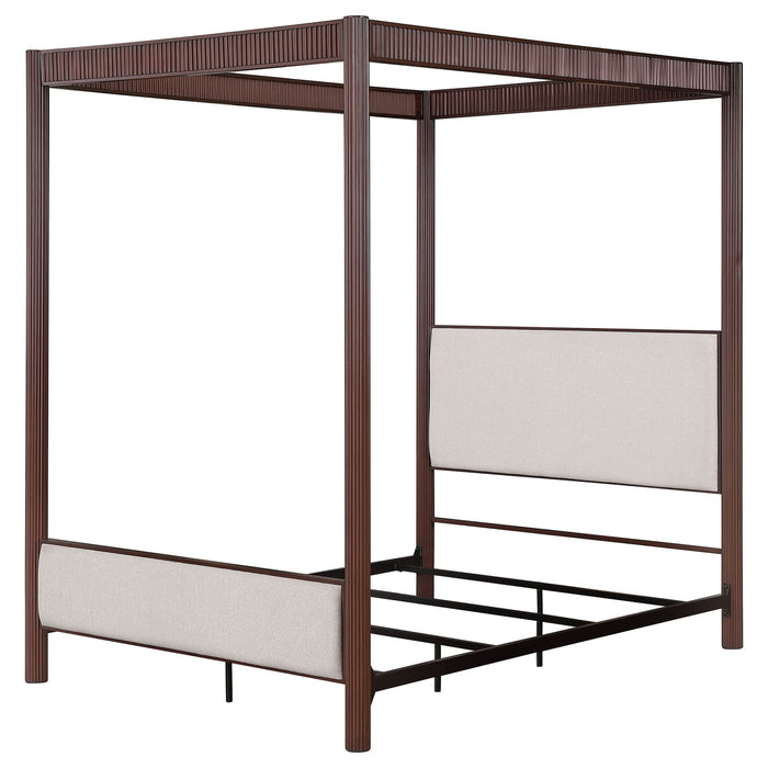 Zimmerlee 89 - inch Metal Eastern King Canopy Bed Rust Brown - Walo Furniture