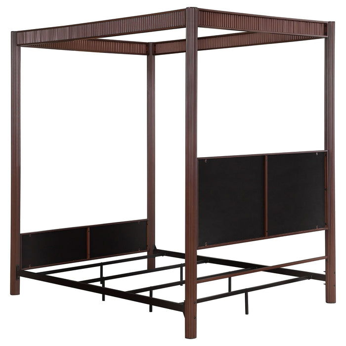 Zimmerlee 89 - inch Metal Eastern King Canopy Bed Rust Brown - Walo Furniture