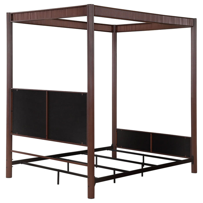 Zimmerlee 89 - inch Metal Eastern King Canopy Bed Rust Brown - Walo Furniture