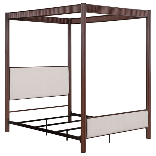 Zimmerlee 89 - inch Metal Queen Canopy Bed Rust Brown - Walo Furniture