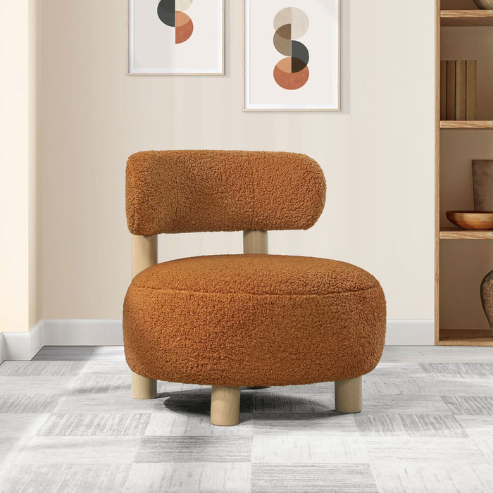 Zonie Boucle Upholstered Barrel Back Accent Chair Orange - Walo Furniture