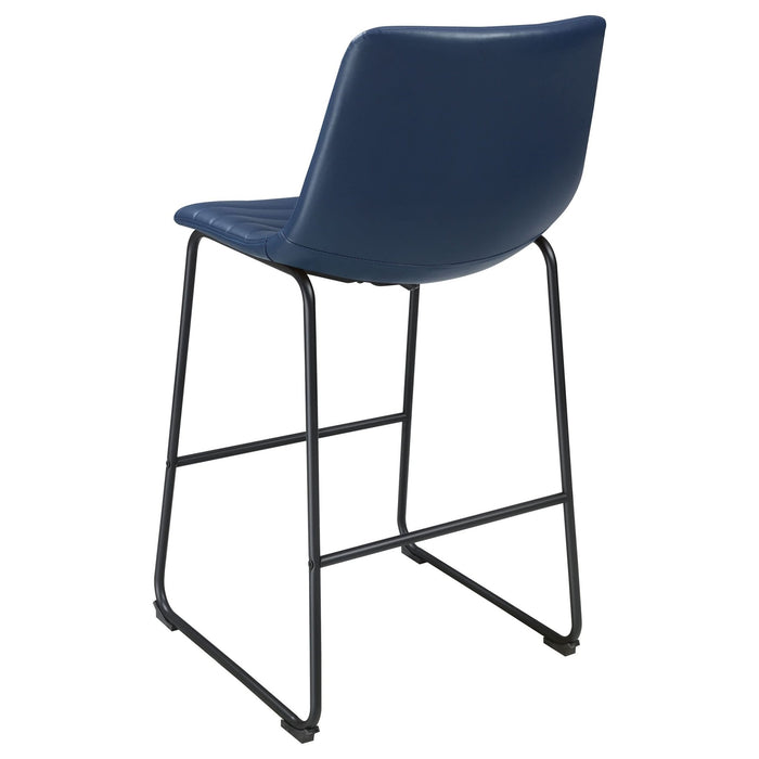 Zuni Faux Leather Upholstered Bar Chair Blue (Set of 2) - Walo Furniture