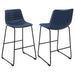 Zuni Faux Leather Upholstered Bar Chair Blue (Set of 2) - Walo Furniture