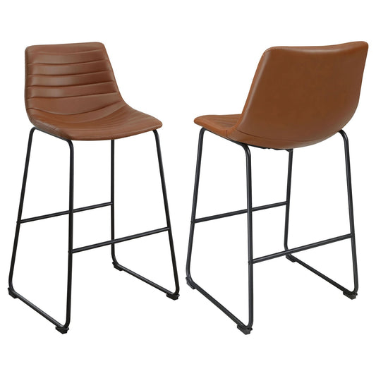 Zuni Faux Leather Upholstered Bar Chair Saddle (Set of 2) - Walo Furniture