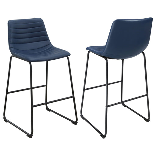 Zuni Faux Leather Upholstered Counter Chair Blue (Set of 2) - Walo Furniture