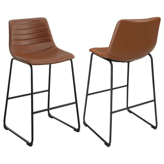 Zuni Upholstered Counter Height Chair Saddle (Set of 2) - Walo Furniture